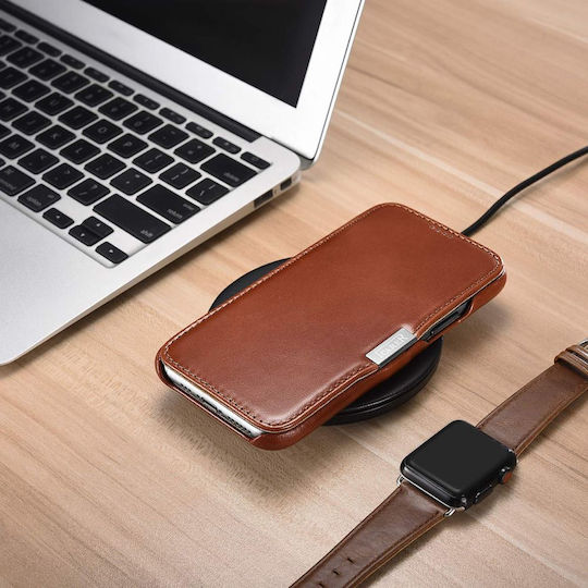 iCarer Folio Back Cover Leather Waterproof Brown (iPhone 16)