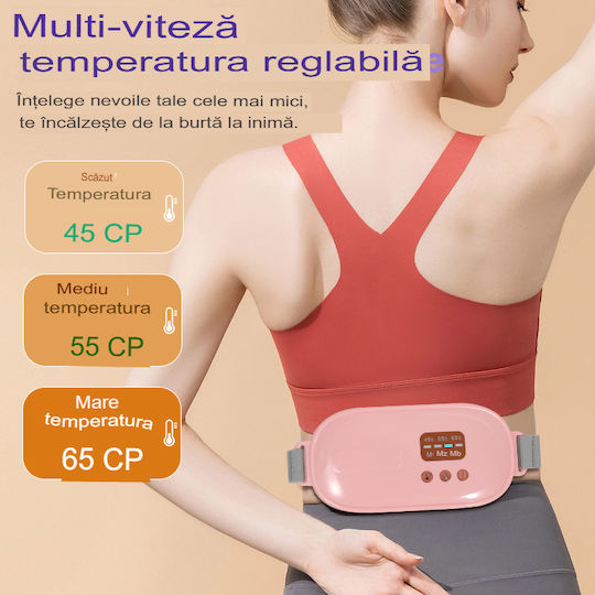 Arvada Relief Ng01 Dispozitiv de Masaj cu Încălzire Lombară pentru Ameliorarea Durerilor Menstruale 3 Niveluri de Încălzire și Vibrație Abdomen Spate Inferior Portabil cu Baterie Roz