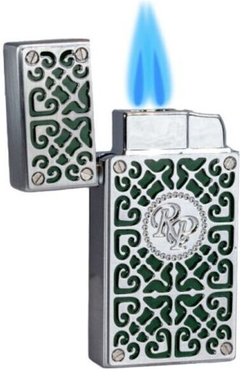 Rocky Patel Burn Feuerzeug 2xjet Silber-Grün