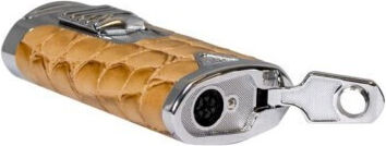 Rocky Patel Statesman Lighter 3xJet Silver-Beige Leather Punch