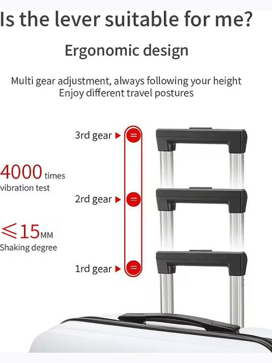 Kourk Large Hard Gray Travel Suitcase With 4 Wheels Height 72cm