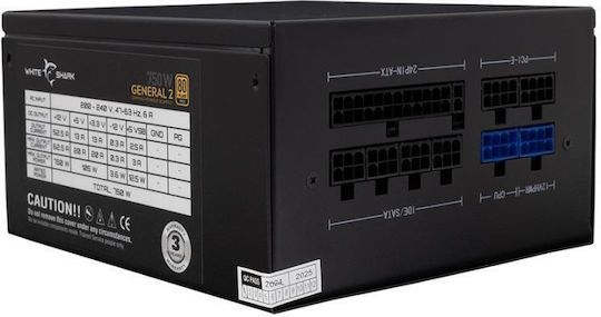 White Shark 750W Black Computer Power Supply Full Modular 80 Plus Gold (GPSU-750W)