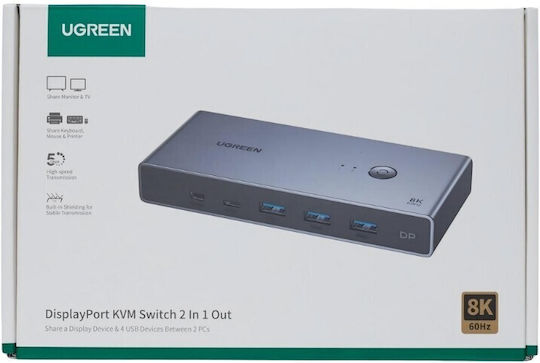 Ugreen Kvm Switch 2 Θέσεων Usb/dp KVM & Data Switch με USB / USB 3.0 / USB-C