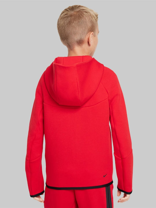 Athletic Kids Sweatshirt Cardigan Fleece with Hood Red