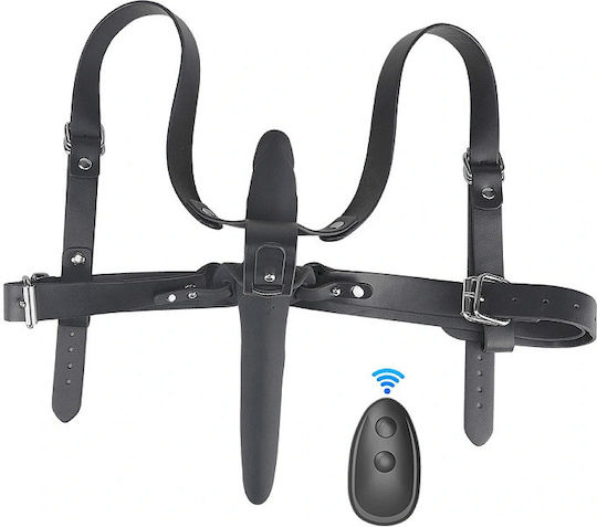 Smd Twix Banger Double Strap-on Dildo Remote Adjustable Harness Anal & G-spot Stimulation & Multi-speed Vibrations Black