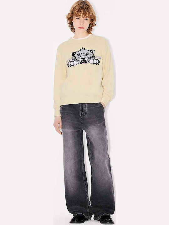 Happy Tiger Women's Long Sleeve Woolen Beige Sweater