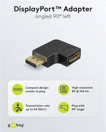 Goobay Конвертор DisplayPort мъжки към DisplayPort женски Черен 1бр 77132