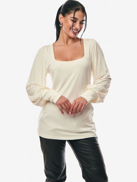 Women's Sweater with 3/4 Sleeve Ecru