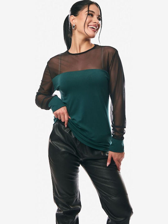 Women's Blouse with Sheerness Cypress