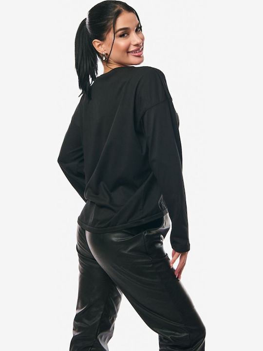 Women's Blouse Cotton Long Sleeve Black