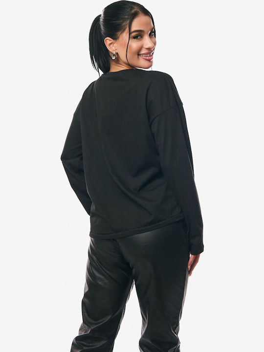 Women's Blouse Cotton Long Sleeve Black