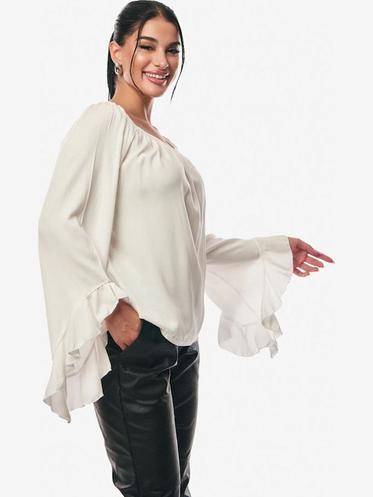 Γυναικεία Μπλούζα Off-Shoulder Εκρού