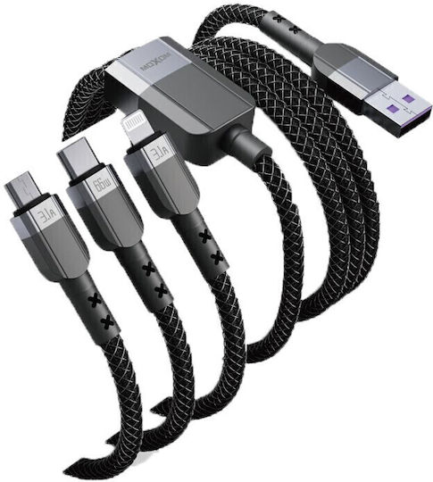 Moxom Магнитен USB към Lightning / Type-C / micro USB Кабел 3Спецификация Черен 1м (6438)