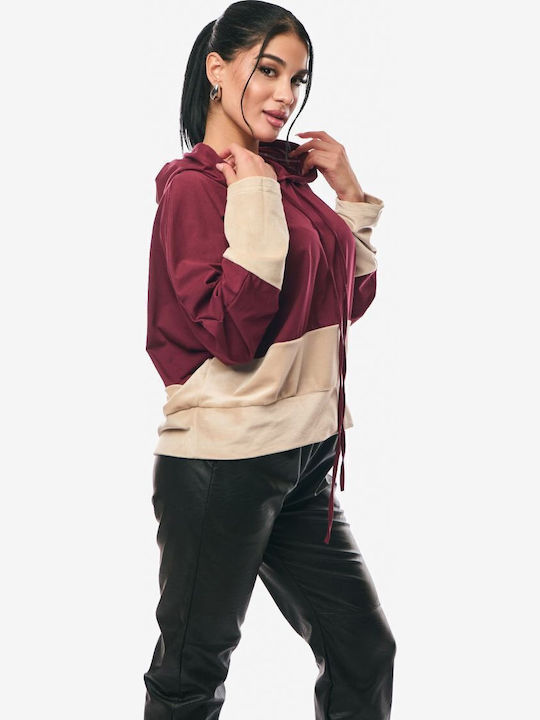 Women's Blouse with Hood Burgundy