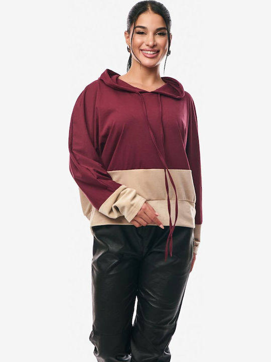 Women's Blouse with Hood Burgundy