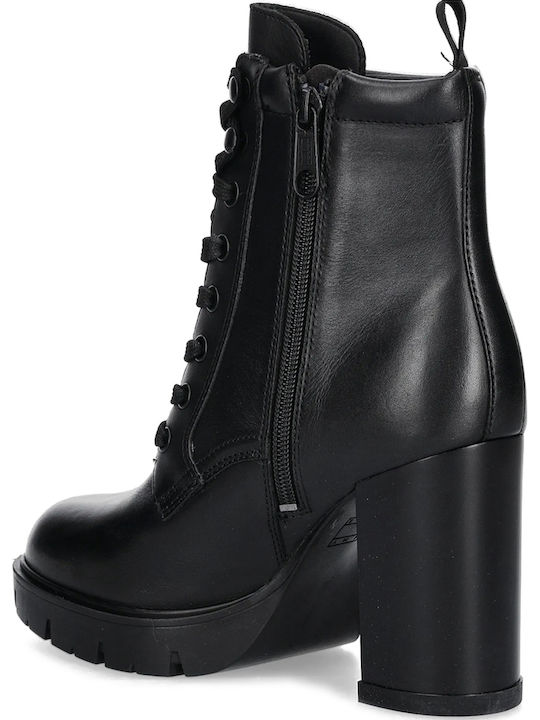Leder Stiefeletten Damen Schwarz
