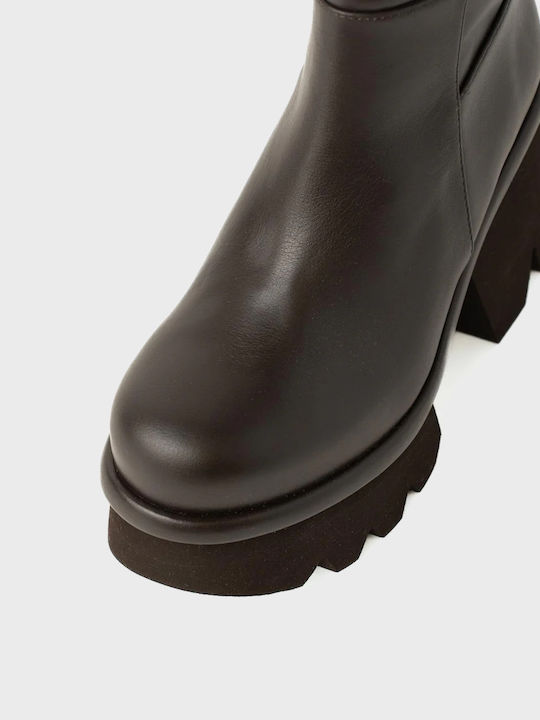 Leder Stiefeletten Damen Braun