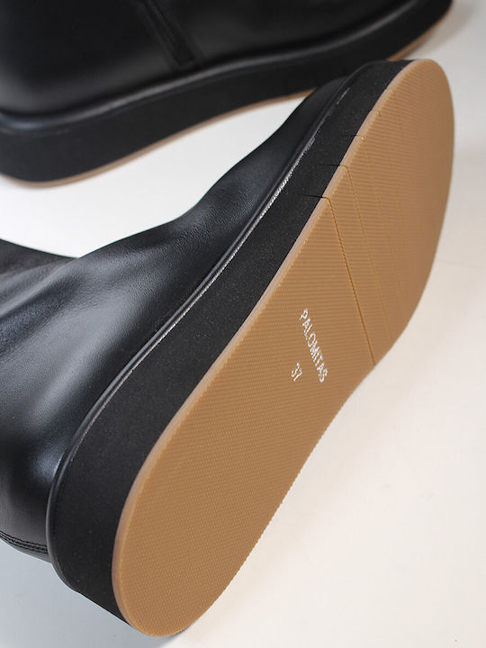 Leder Stiefeletten Damen Schwarz