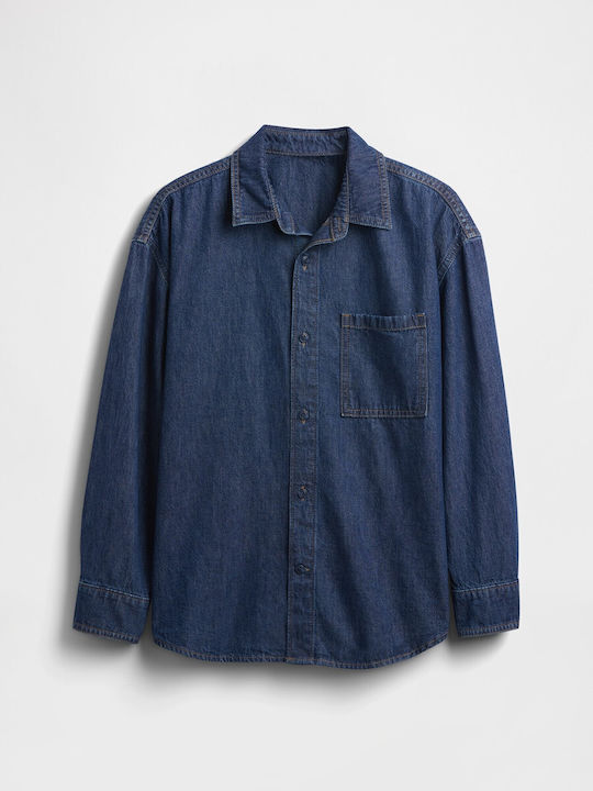 Kids Shirt Long Sleeve Denim Dark Wash