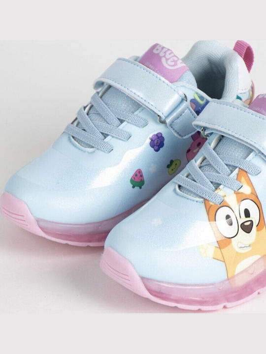 Bluey Kids Sneakers with Hoop & Loop Closure Pink Lights