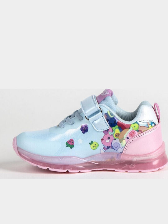 Bluey Kids Sneakers with Hoop & Loop Closure Pink Lights