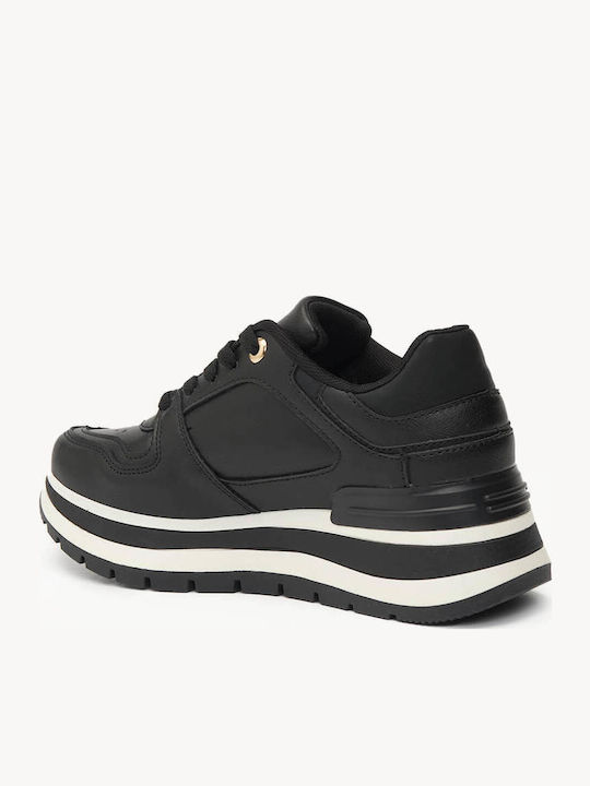 Schwarze Chunky Sneakers mit Metallischem Element