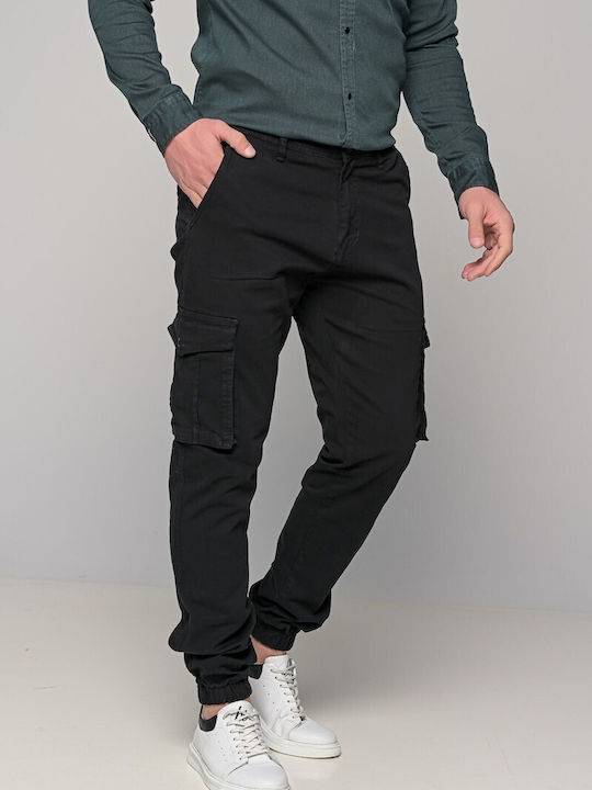 Trousers Cargo Elastic in Loose Fit Black