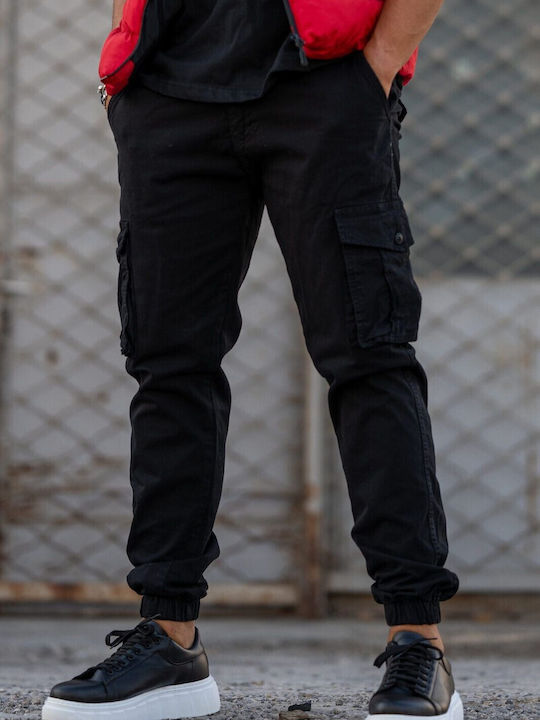 Trousers Cargo Elastic in Loose Fit Black