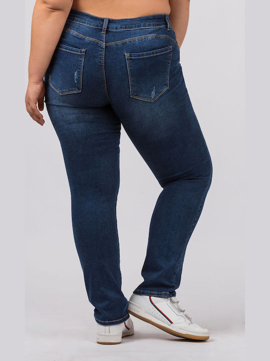 Ψηλόμεσο Γυναικείο Jean Παντελόνι Push Up σε Ίσια Γραμμή