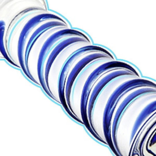 Smd Celestial Glass Dildo Blue Raised Spiral Texture & Mushroom Tip 17cm Clear Blue