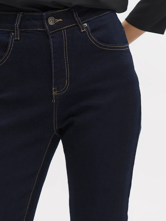 High Waist Women's Jean Trousers in Slim Fit Blue