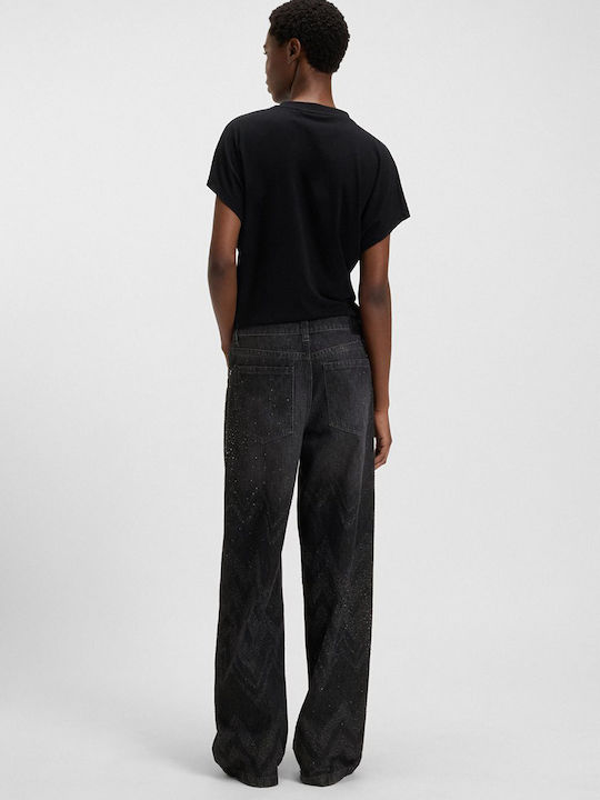 Γυναικείο Jean Παντελόνι Mid Rise σε Relaxed Εφαρμογή Black