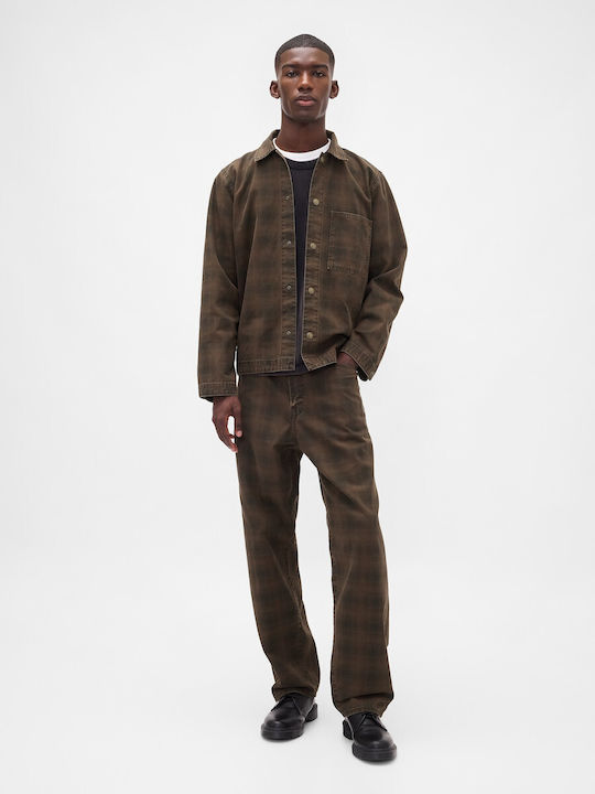 Μακρυμάνικo Βαμβακερό Overshirt Καρό Brown