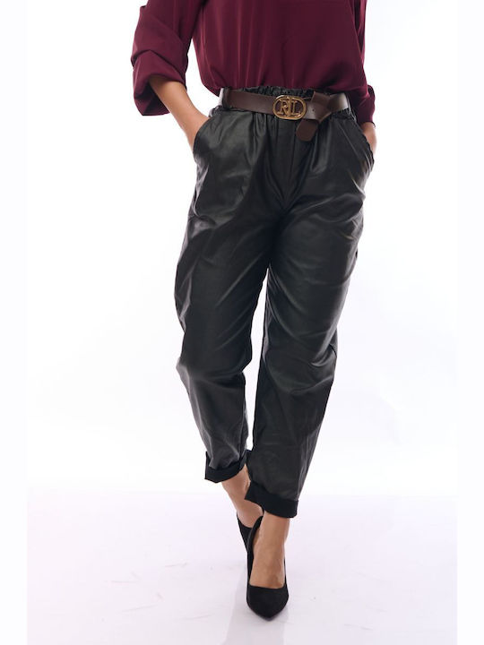 Damen Stoff Hose mit Gummizug Black