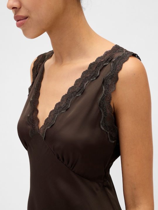 Sommer Midi Wickel Damenkleid Terra Braun