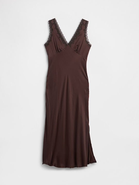 Sommer Midi Wickel Damenkleid Terra Braun