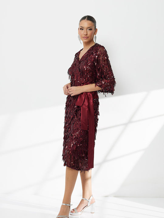 Rochie Midi De Seara Burgundy F2550_012