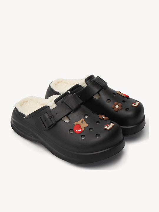 Saboturi Negre Cu Blană Și Modele Inimă