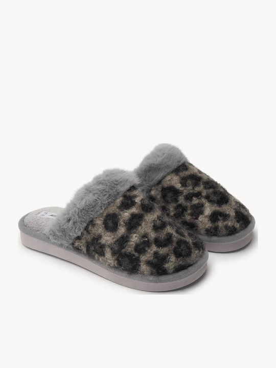 Сиви Пантофи С Кожена Подплата Animal Print