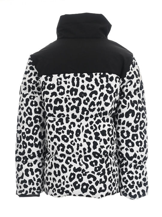 Kinder Steppjacke White-black Leopard