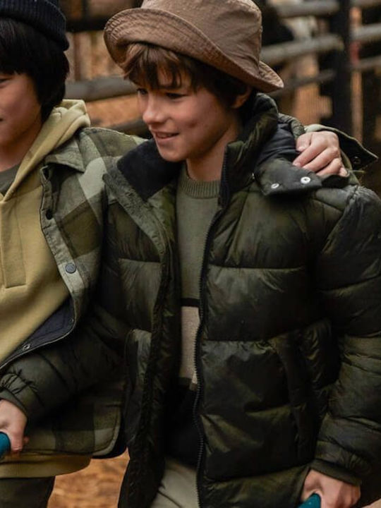 Kinder Freizeitjacke Kurz mit Kapuze Dark Olive