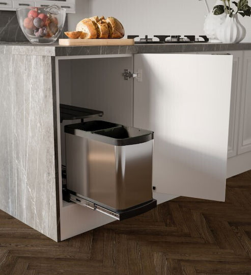 Emuca Waste Bin Recycling made of Stainless Steel Silver 12lt 2pcs