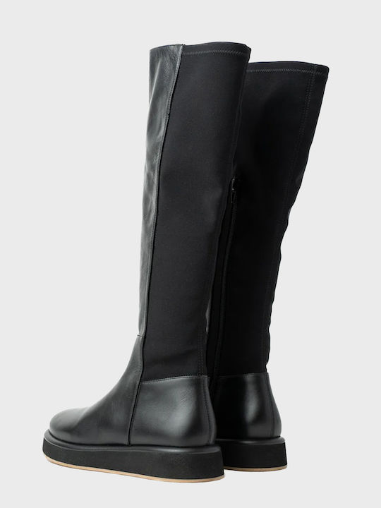Leder Damenstiefel Schwarz