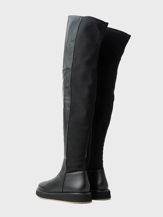 Leder Damenstiefel Schwarz