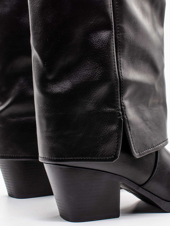 Damenstiefel mit mittlerem Absatz Schwarz