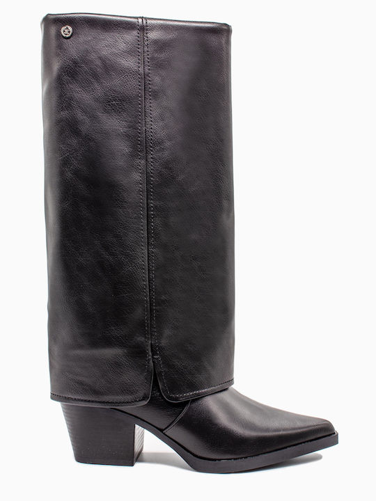 Damenstiefel mit mittlerem Absatz Schwarz