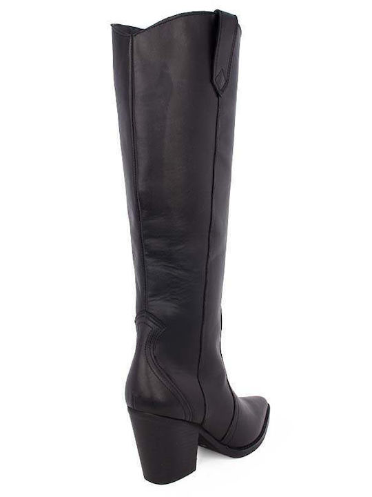 Leather High Heel Women's Boots Orlando 738 Black