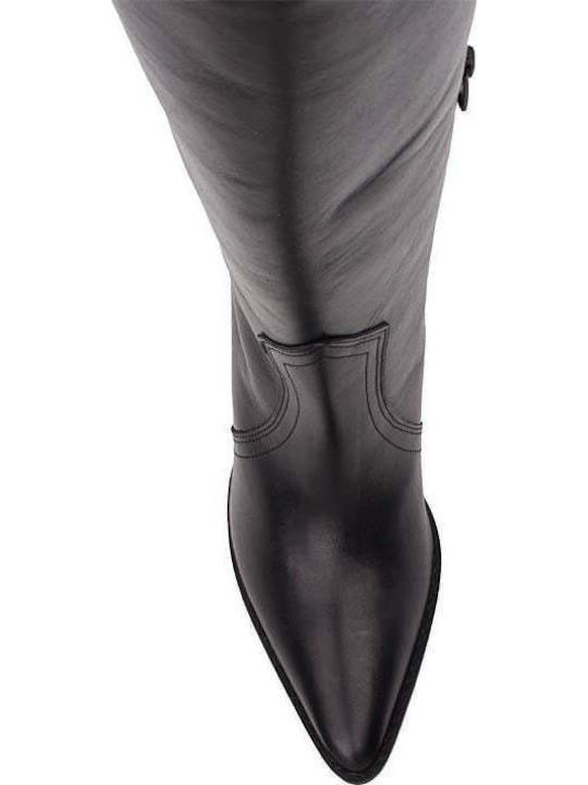 Leather High Heel Women's Boots Orlando 738 Black