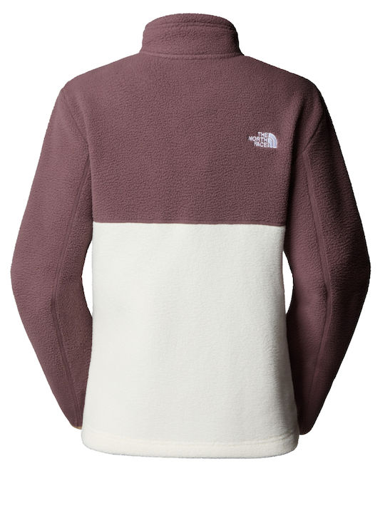 Women's Cardigan with Zipper Ecru/Brown