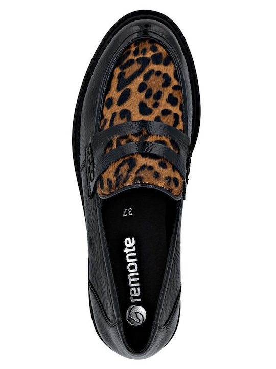 Leder Damen Mokassins in Schwarz Farbe